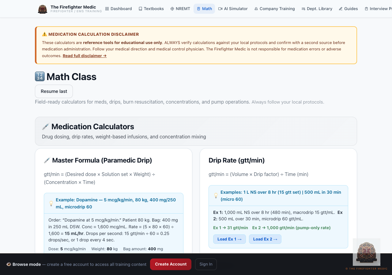 EMS Math Calculators